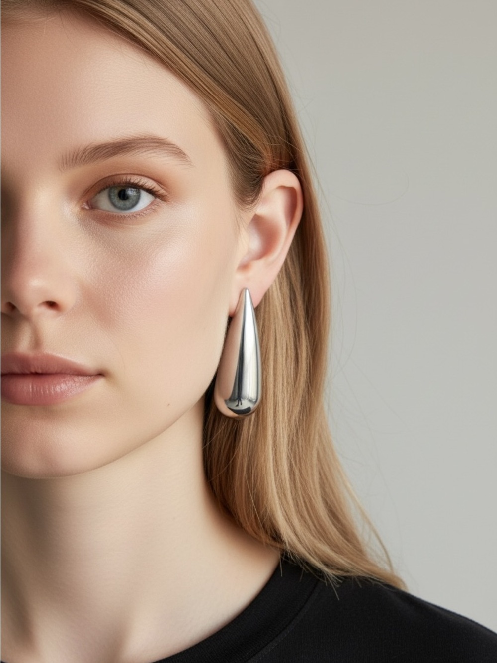 9/23 Silver Teardrop Statement Earrings - Modern Women's Jewelry